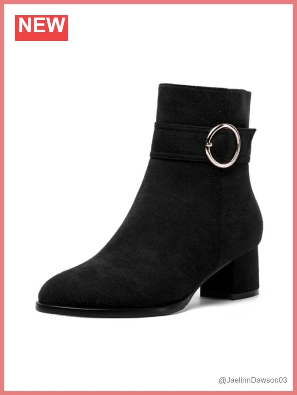 Women's Suede Ankle Booties Low Chunky Heel Wide Width Slip On Comfort